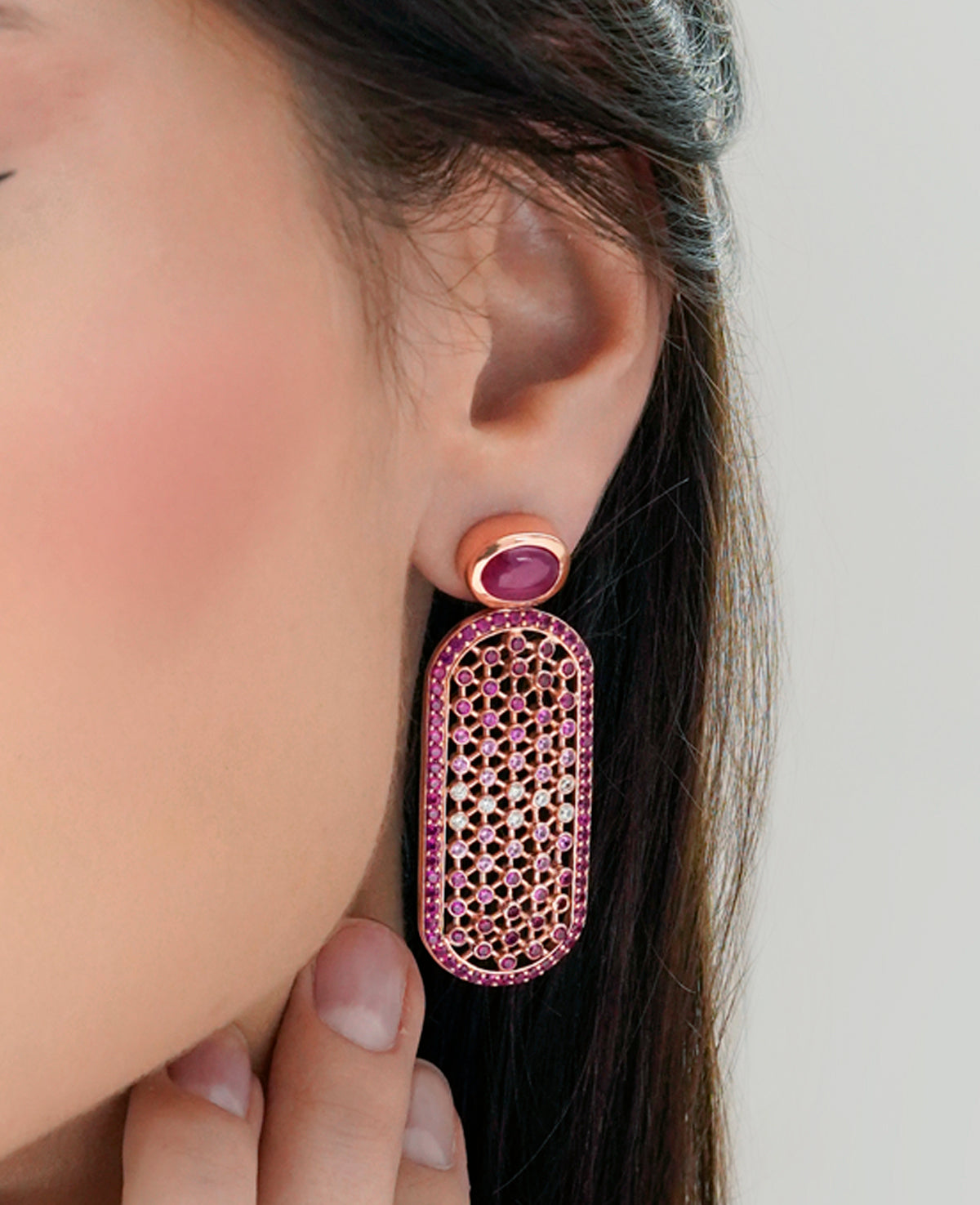Posh Mesh Earrings - Pink Quartz