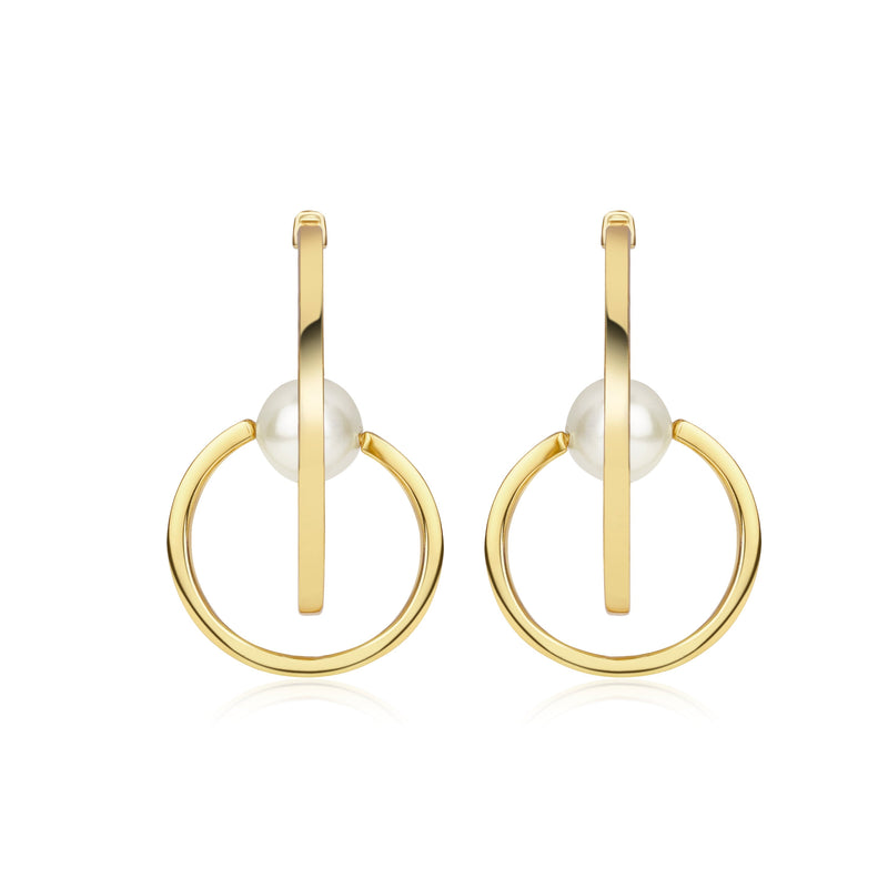 Orbit of Pearl Earrings - Absolute Gold