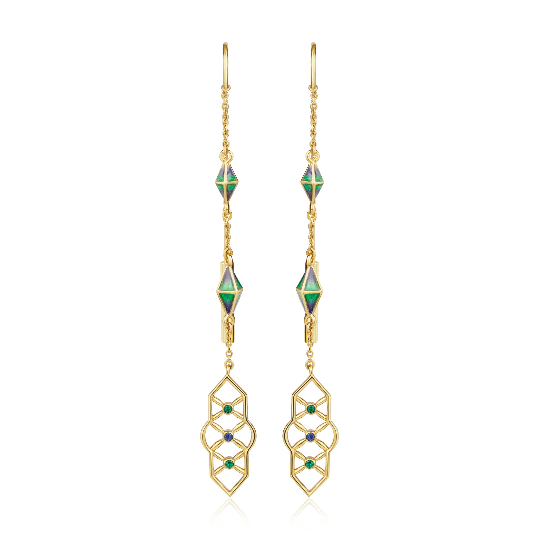 The Element Earrings - Gold and Green