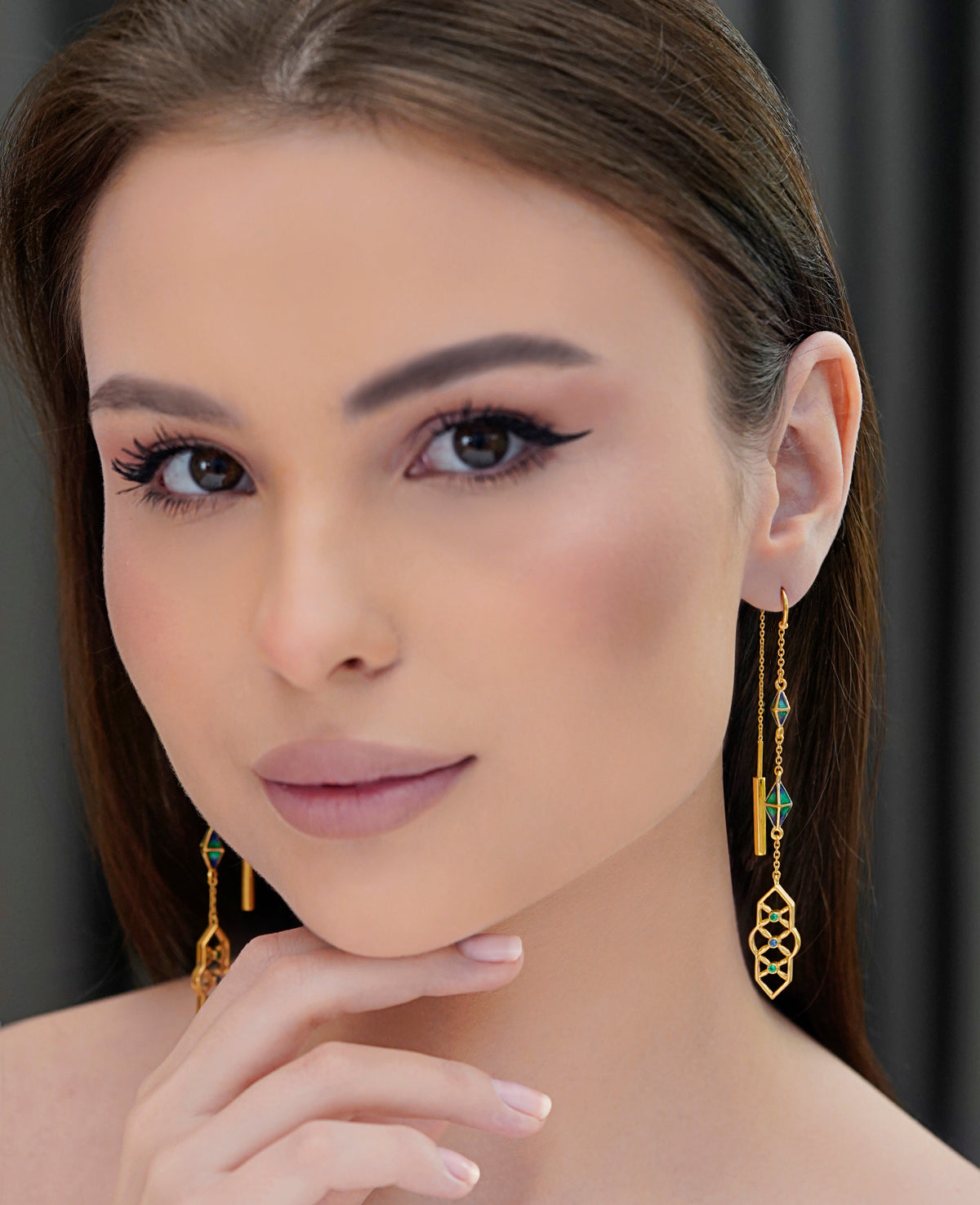 The Element Earrings - Gold and Green