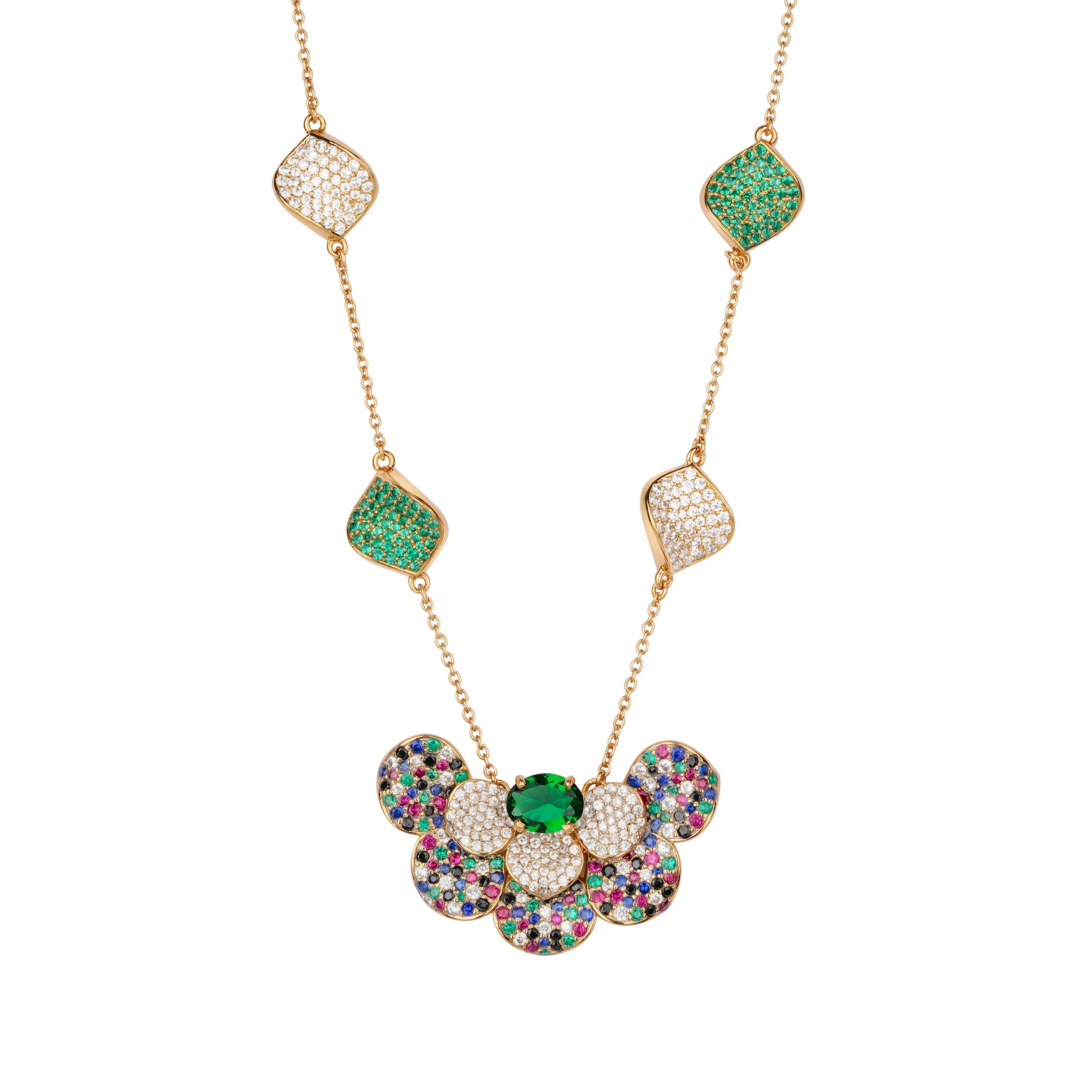Glorious Petal Necklace - Green and Gold