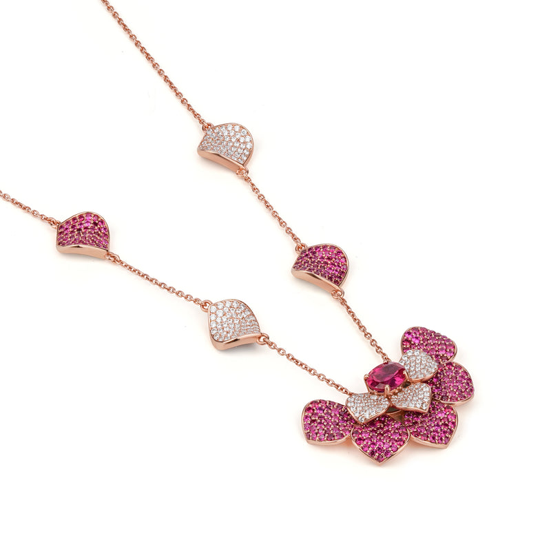 Glorious Petal Necklace - Royal Rose