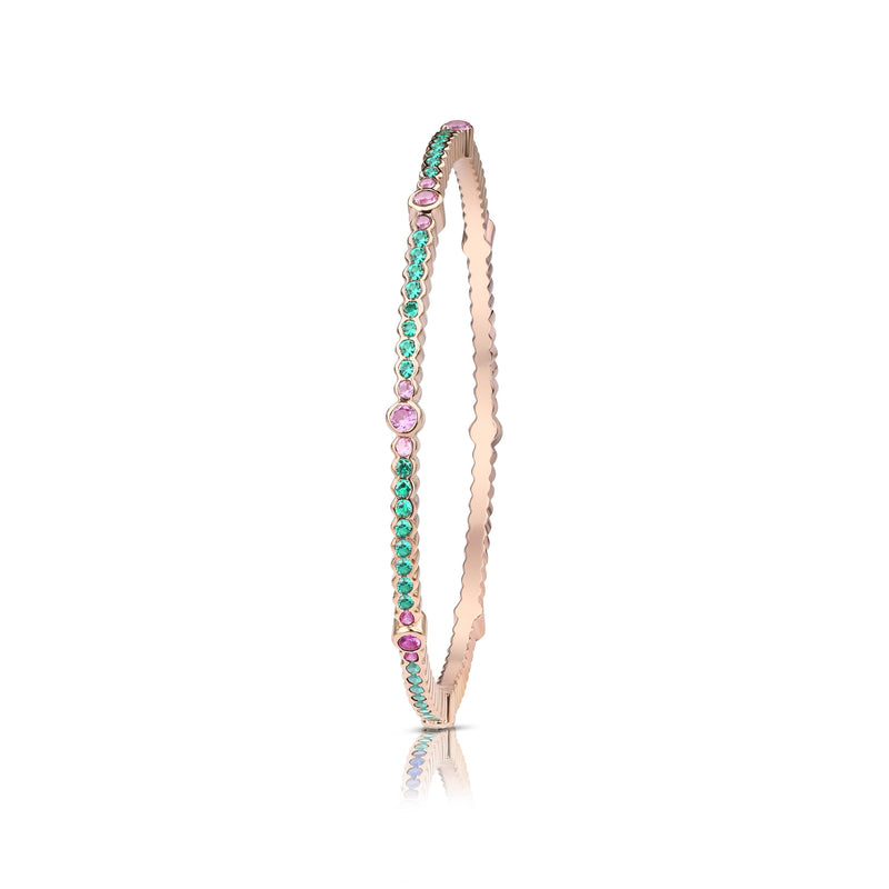 The Elegance Bangle - Emerald & Pink