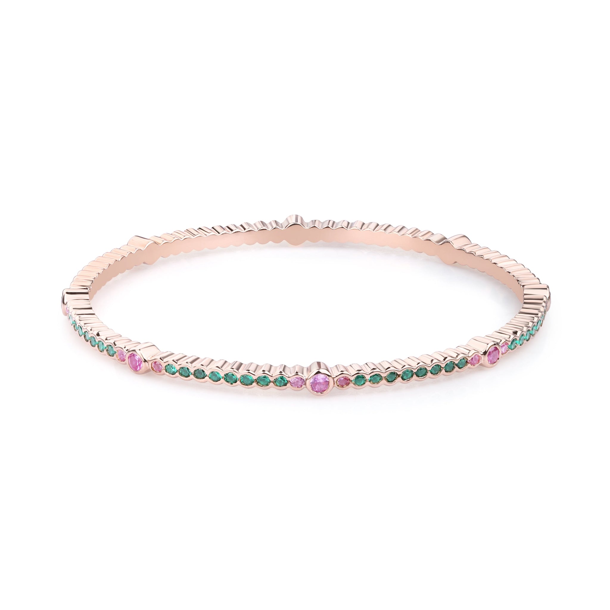 The Elegance Bangle - Emerald & Pink