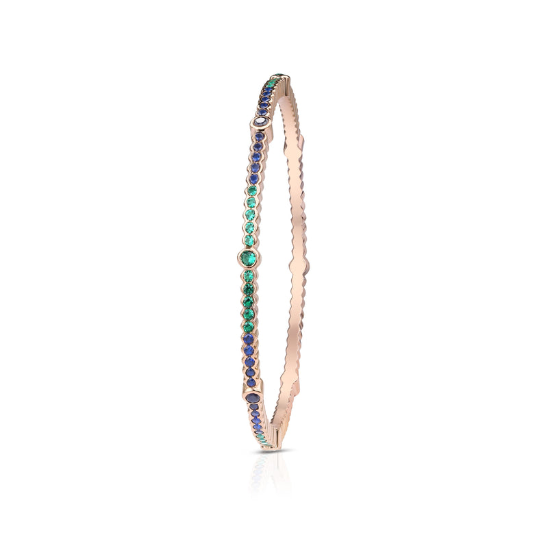 The Elegance Bangle - Blue Sapphire / Green Quartz