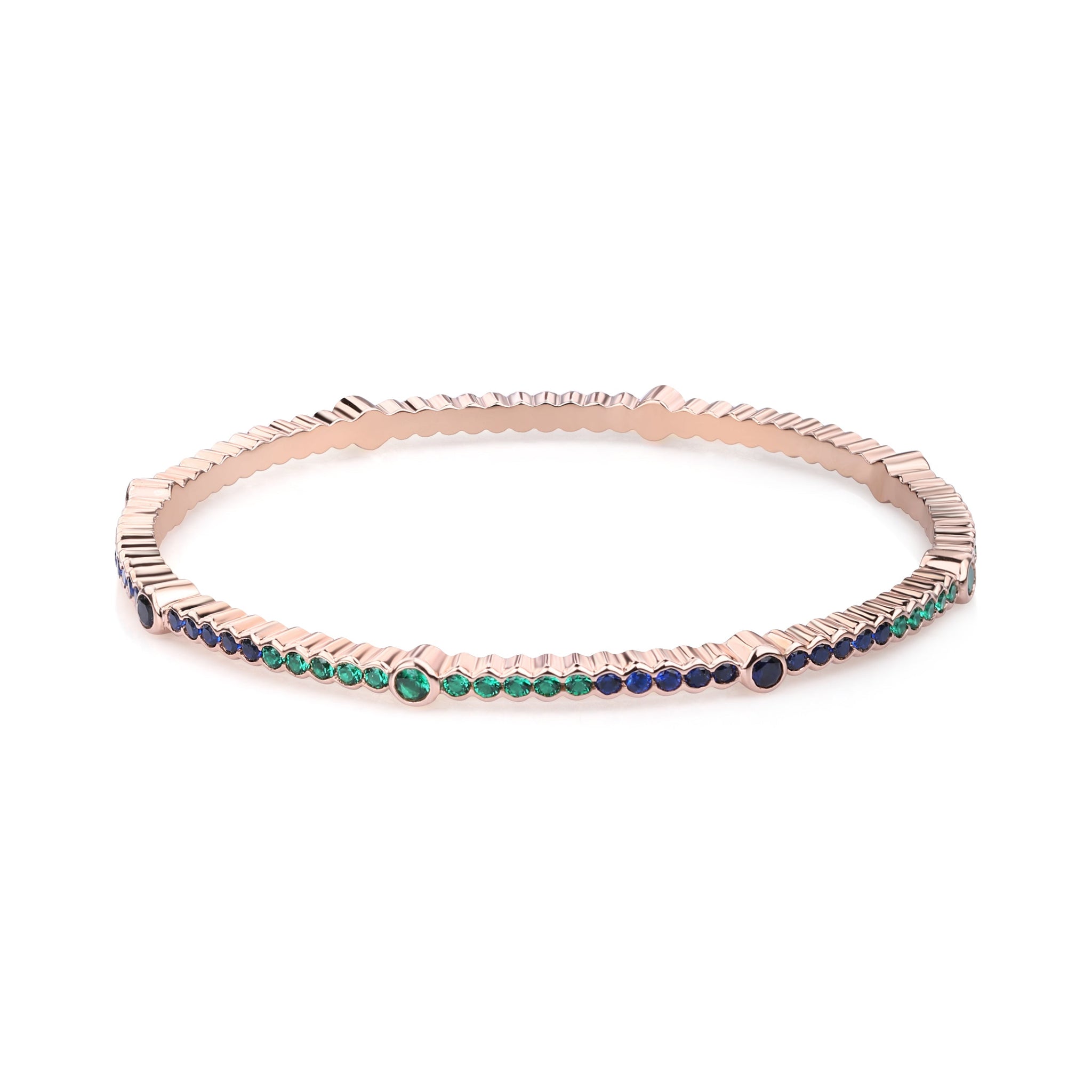 The Elegance Bangle - Blue Sapphire / Green Quartz