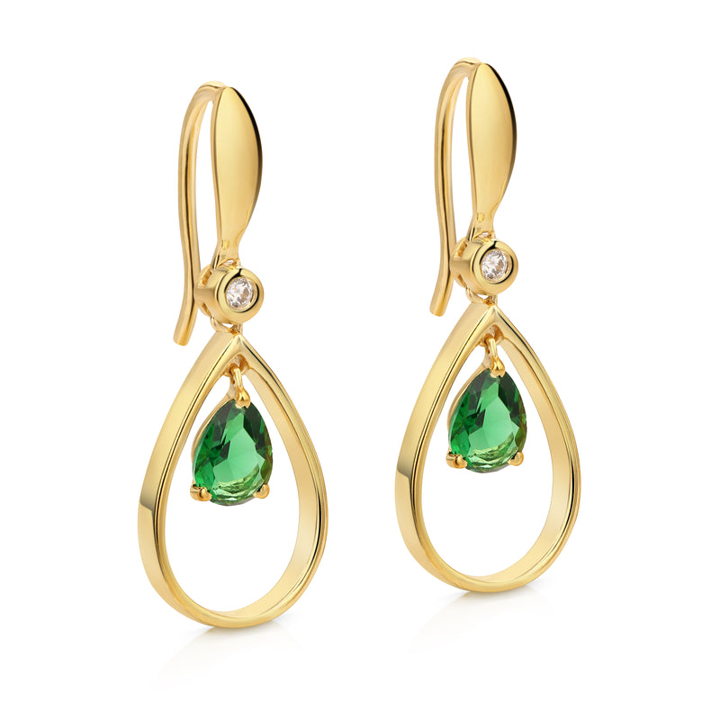 Evergreen Designer Earrings - Gold and Green