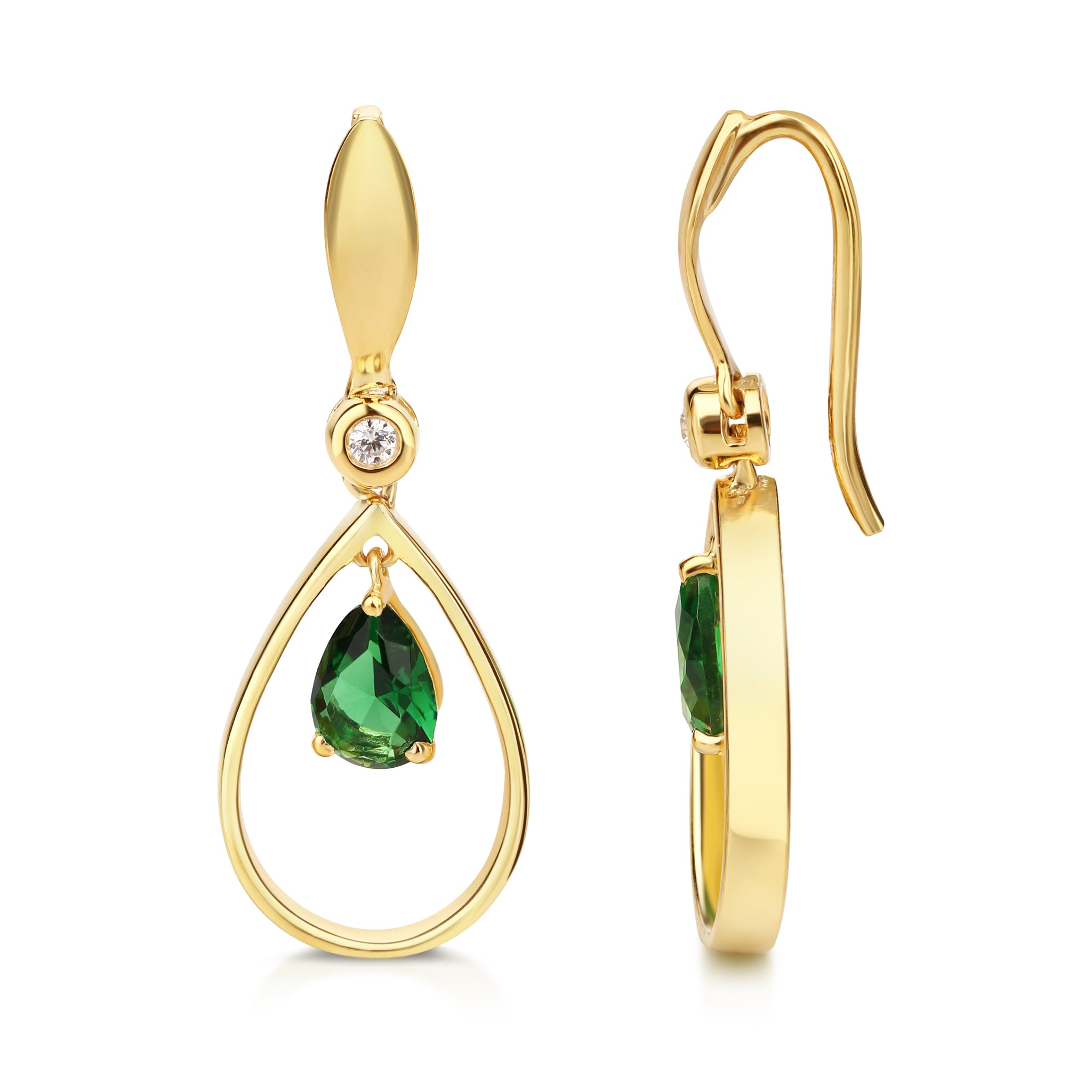 Evergreen Designer Earrings - Gold and Green