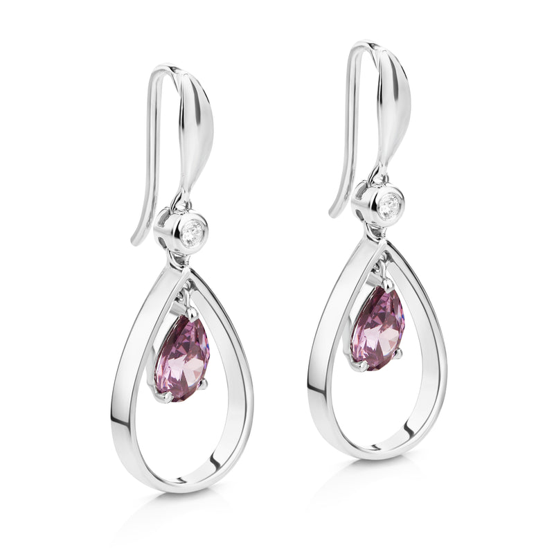 Evergreen Designer Earrings - White and Plum