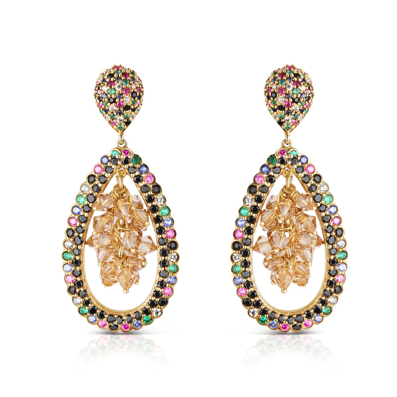 Cluster Chandelier Earrings - Champagne