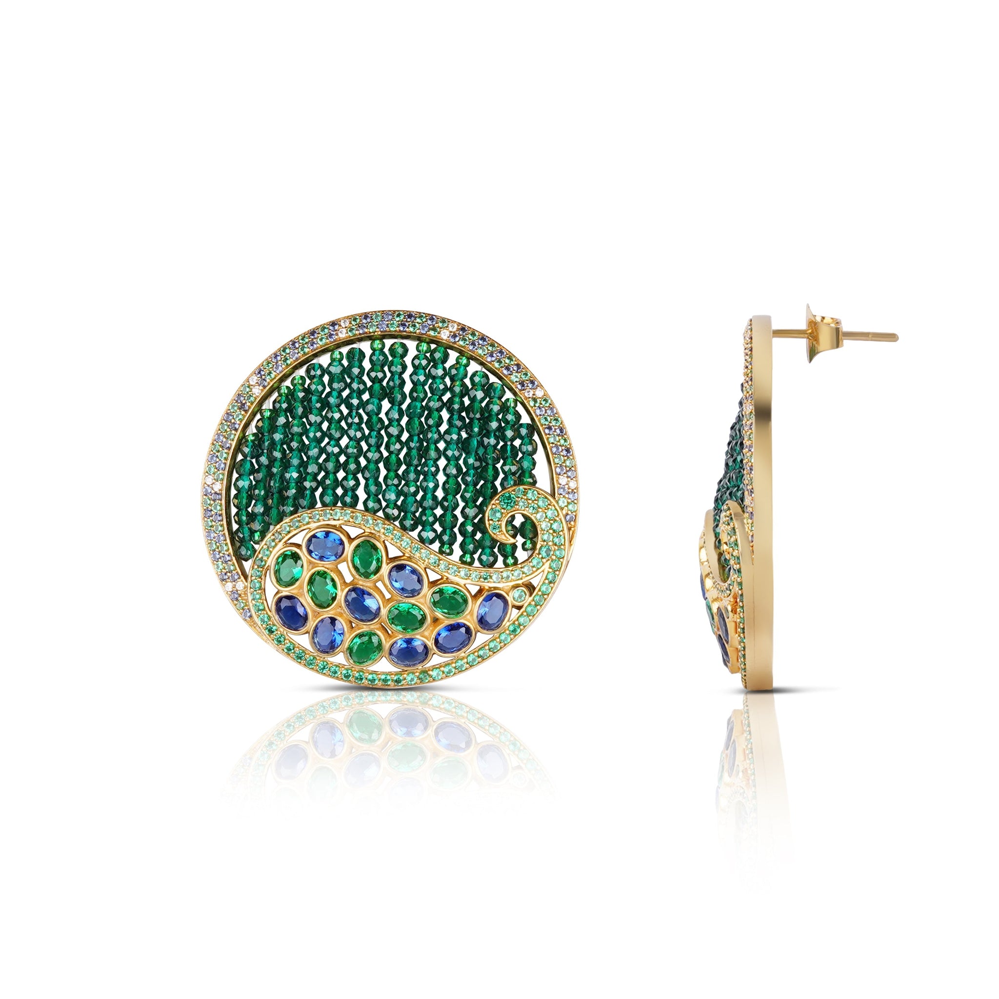 Peacock Throne Earrings - Emerald